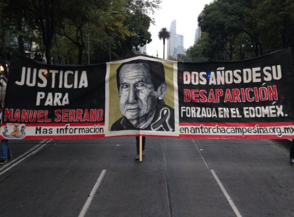 Marchan antorchistas en demanda de justicia para Manuel Serrano Vallejo