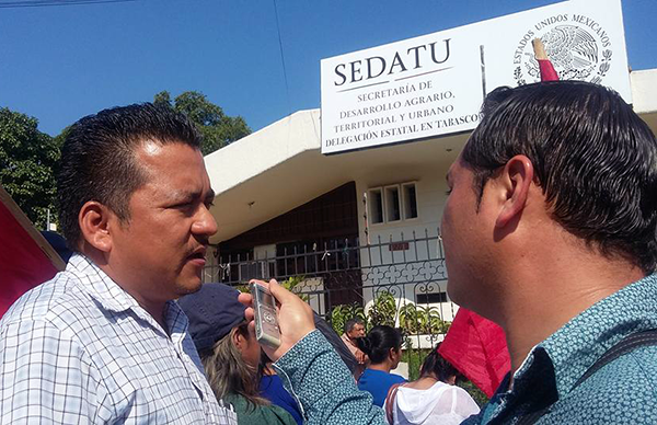 Protestan antorchistas en Sedatu Tabasco