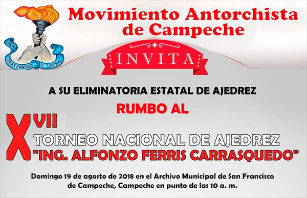 Realizará el Movimiento Antorchista el II Torneo Estatal de Ajedrez