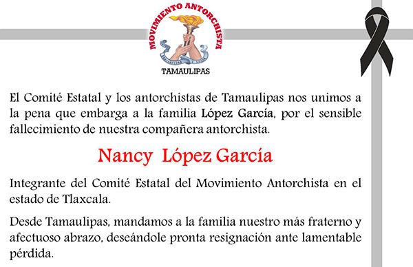 Esquela: Nancy López García 