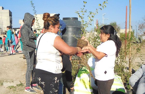 Rehabilitan áreas verdes de escuelas del ejido Santa María