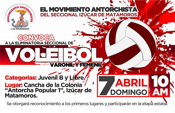 Realizará Antorcha eliminatoria de voleibol en Izúcar