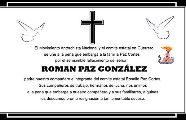 Esquela: Roman Paz González 