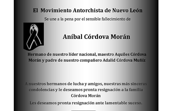 Esquela: Aníbal Córdova Morán 