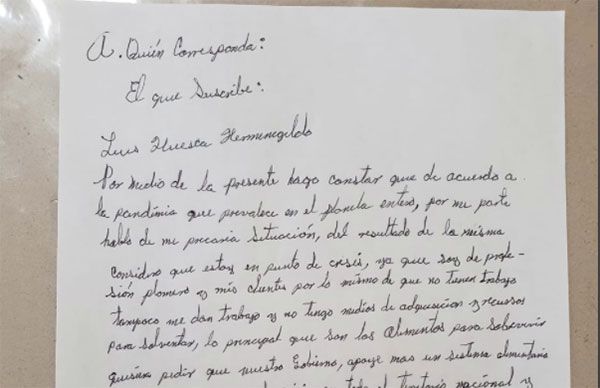 No tengo recursos para sobrevivir a la cuarentena, le dicen al presidente
