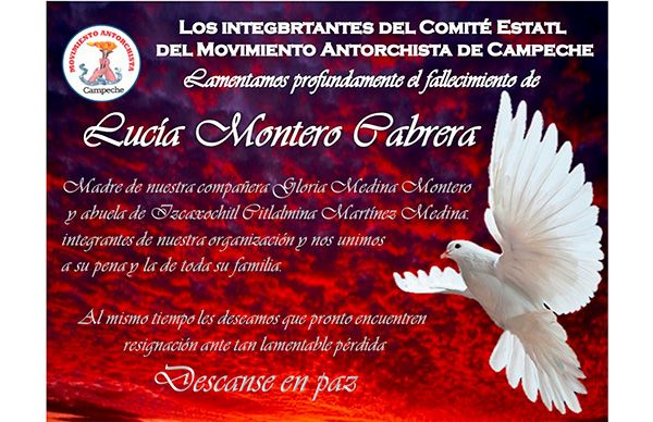 Esquela: Lucía Montero Cabrera 