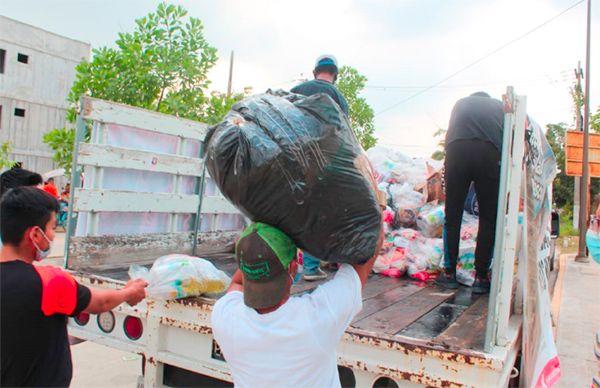 Antorcha de Tamaulipas envía camión de ayuda a Tabasco  