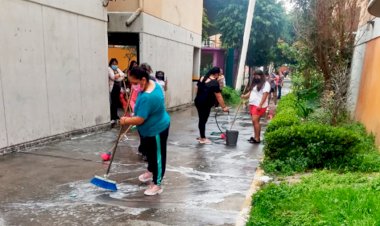 Sanitizan Unidad Habitacional Margarita Morán por covid-19