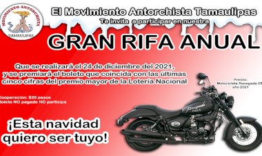 Antorcha invita a participar en Gran Rifa Anual